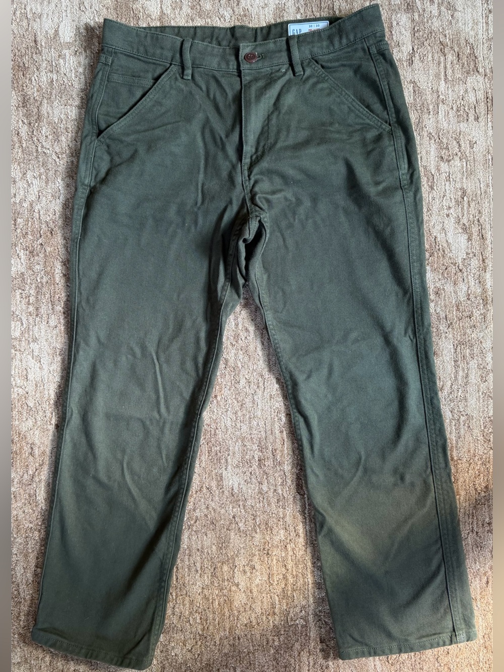GAP Dark Olive Green Men's Relaxed Straight Jeans 30x30
